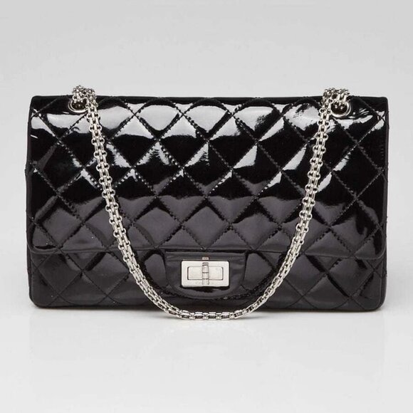 Chanel Black 2.55 Reissue Quilted Classic Patent Leather 227 Jumbo Flap Bag - Picture 1 of 11